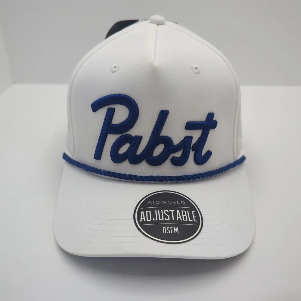 Pabst Blue Ribbon Bioworld Rope Hat White Blue Snapback Cap OSFM